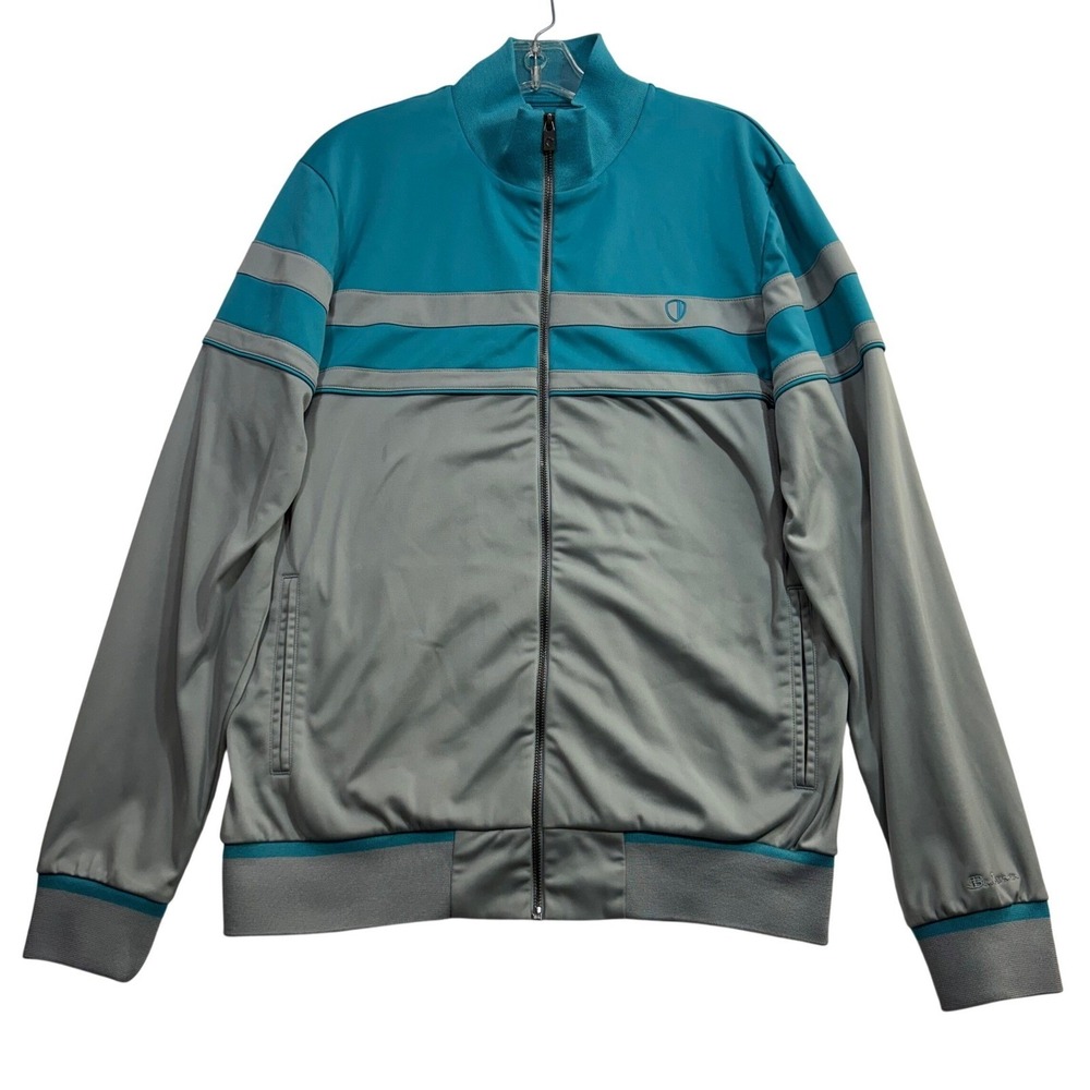 Ben Sherman L Track Zip Jacket Teal Colorblock Retro Streetwear Y2K Preppy Brit